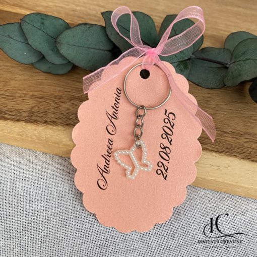 Marturii breloc fluturas din perle albe