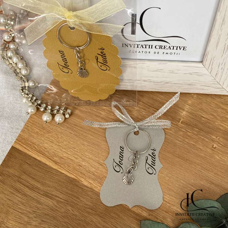 Marturii breloc tip scoica argintie - imagine 6