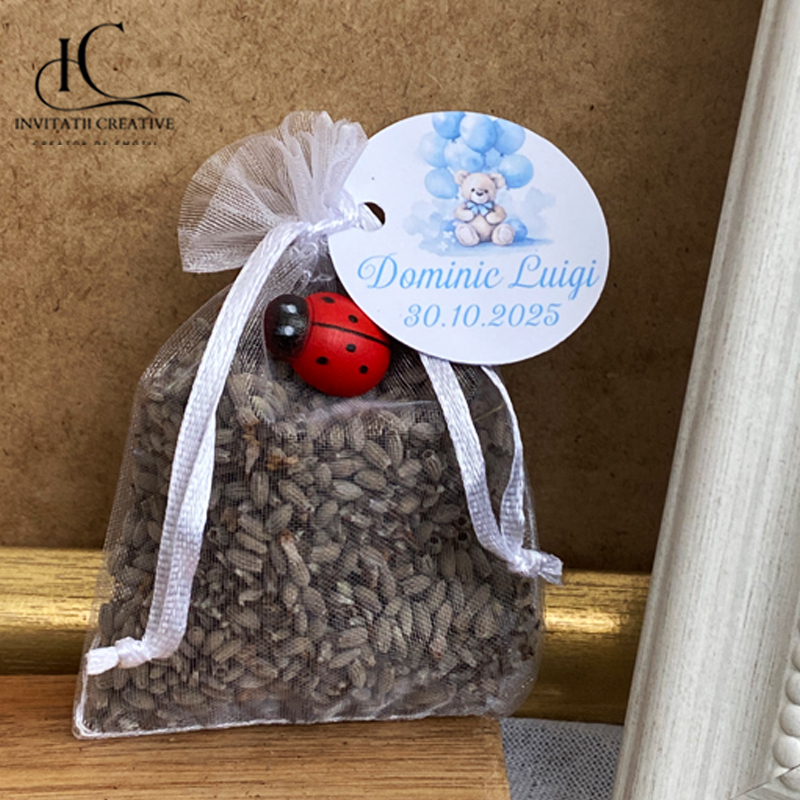 Marturii saculeti cu lavanda cu gargarita mijlocie