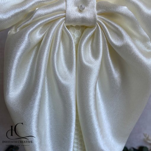 Alternative view of Set Lumanare nunta cu funda diafana din satin ivoire