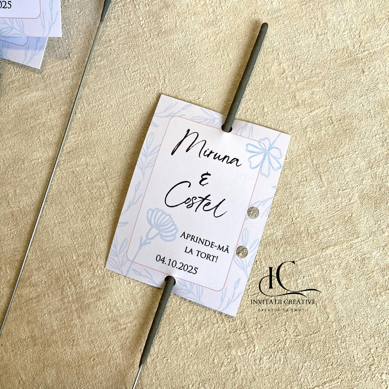 Artificii de Mana Tort cu Motiv Floral Delicat Bleu - imagine 4