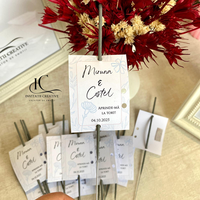 Artificii de Mana Tort cu Motiv Floral Delicat Bleu