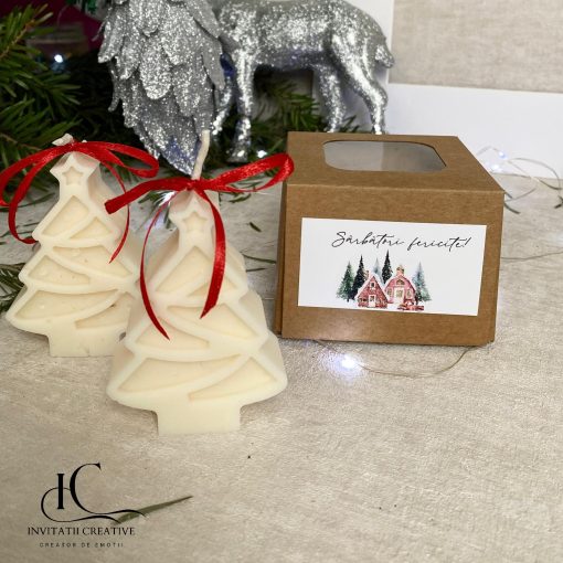 Cadou Craciun Lumanare Decorativa Parfumata Brad din Ceara Soia