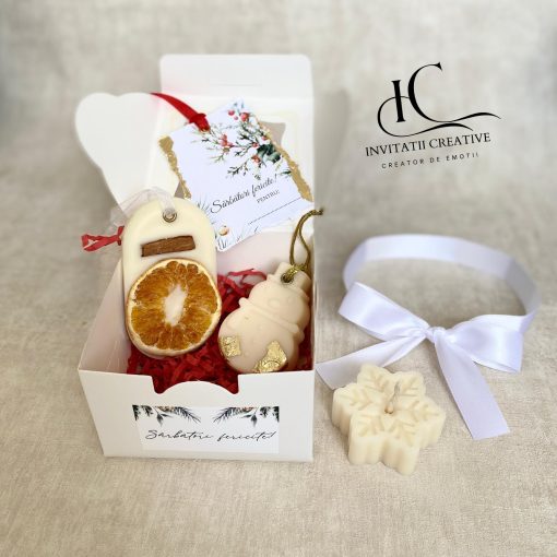 Cadou Craciun Set Tablete Odorizant Dulap si Lumanare Fulg