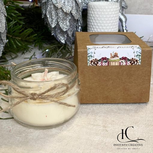 Cadou Sarbatori de Iarna Lumanare Parfumata cu Floare Craciunita