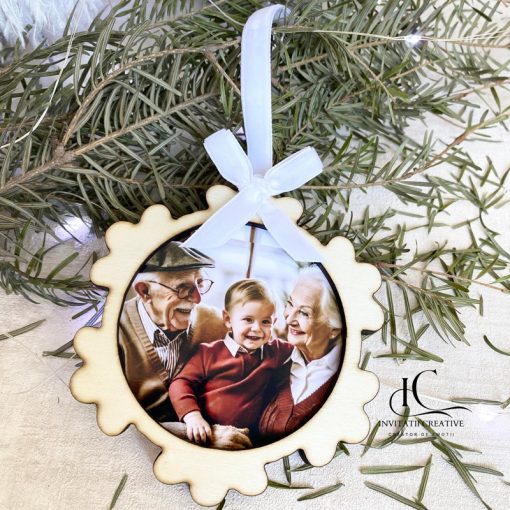 Glob Brad Lemn Fulg Personalizat cu Poza