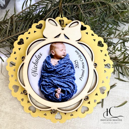 Alternative view of Glob Lemn Fundita Personalizat cu Poza Bebe