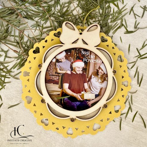 Glob Lemn Fundita Personalizat cu Poza Nasi de Poveste