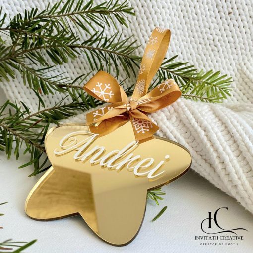 Glob personalizat cu nume din plexiglas Gold Star