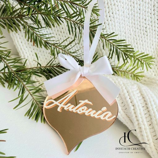 Glob personalizat fetita plexiglas roze