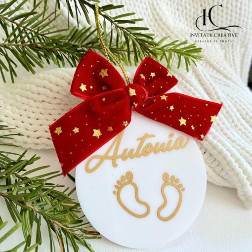 Globuri de Craciun personalizate cu funda catifea si picioruse