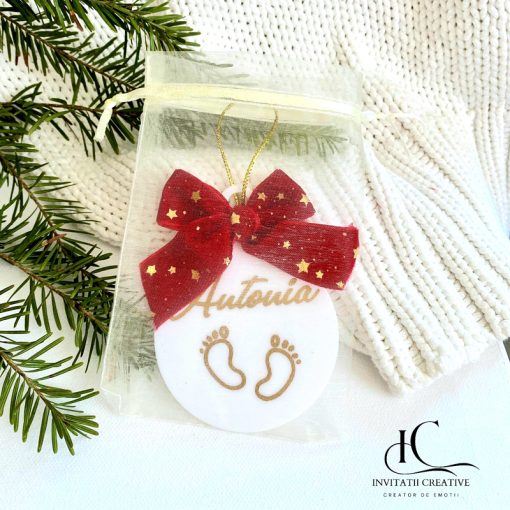 Alternative view of Globuri de Craciun personalizate cu funda catifea si picioruse