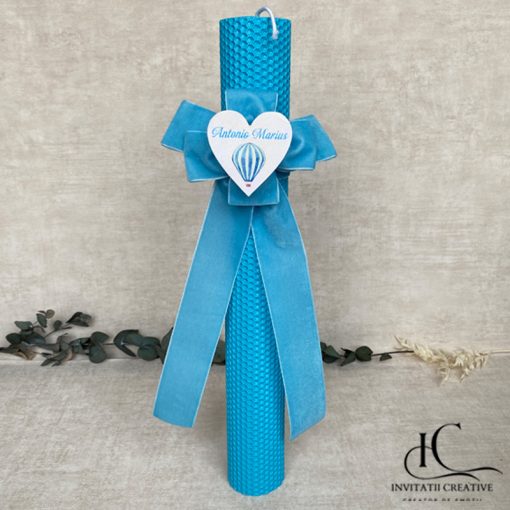 Lumanare Botez Ceara Albine Personalizata cu Balon Aer Cald