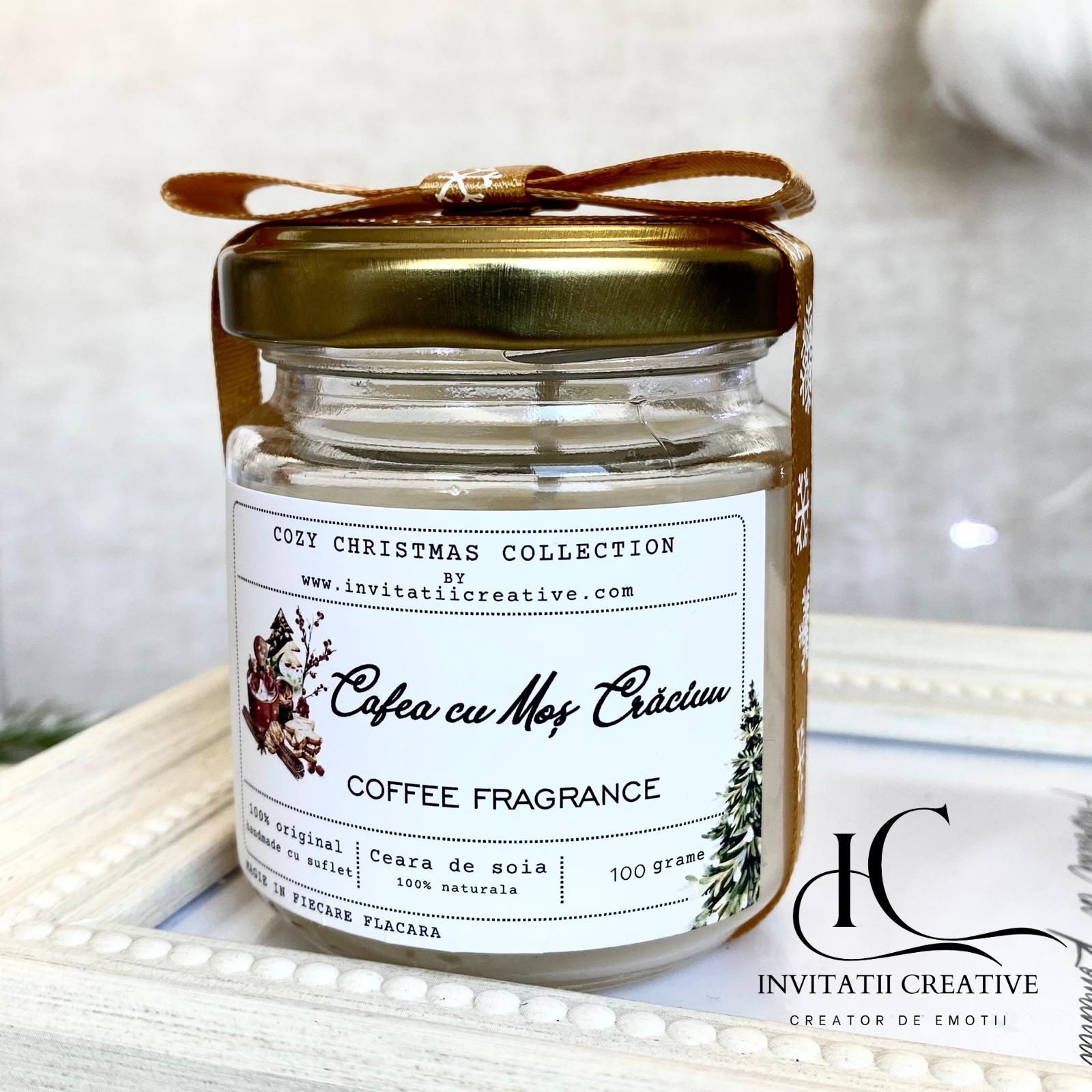 Lumanare Decorativa Cadou Eleganta Cafea cu Mos Craciun