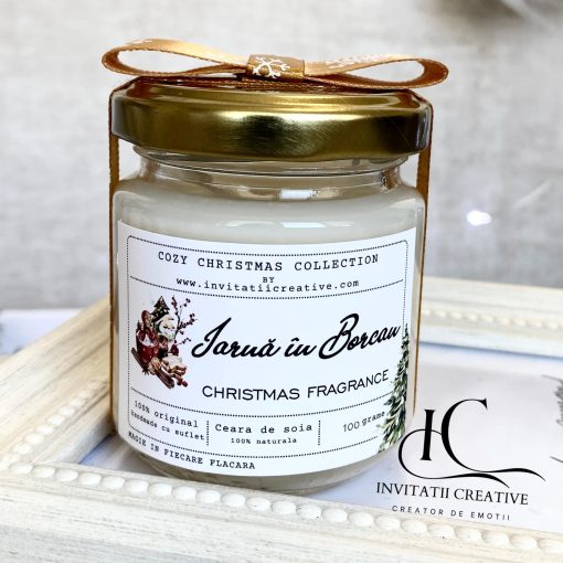 Lumanare Decorativa Cadou Eleganta Iarna in Borcan