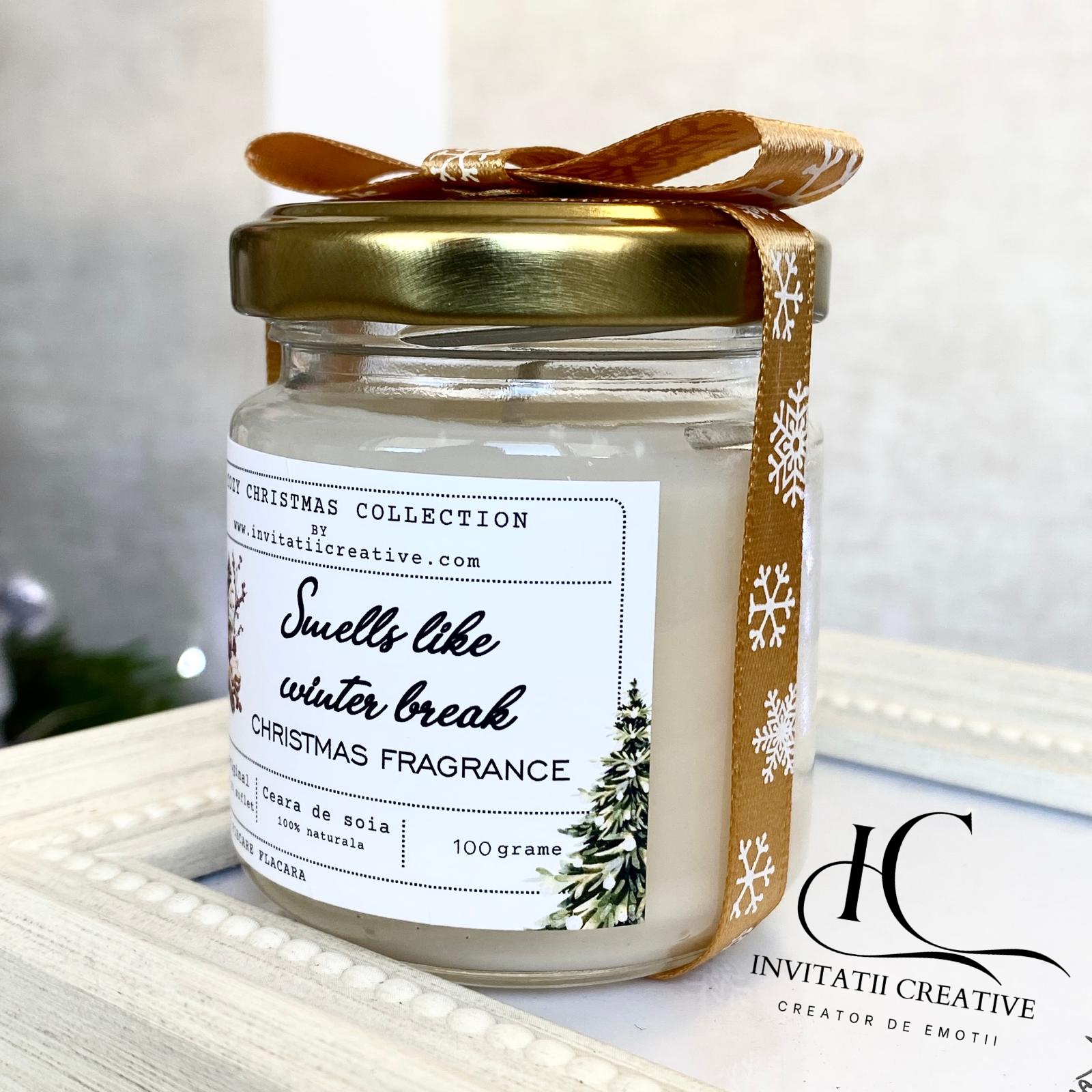 Lumanare Decorativa Cadou Eleganta Smells like winter break - imagine 4