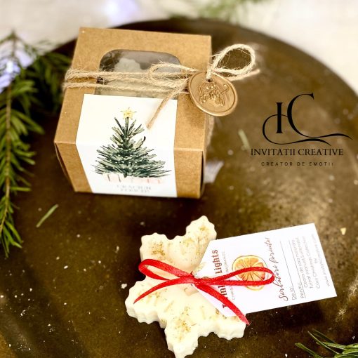 Lumanare Decorativa Fulg de nea Foita aurie Cadou Sarbatori