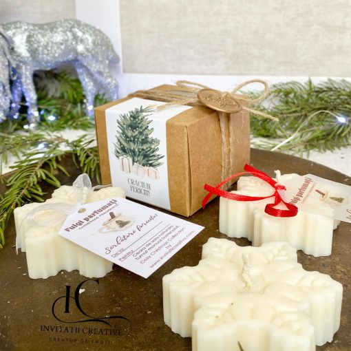 Alternative view of Lumanare Decorativa Fulg de nea Foita aurie Cadou Sarbatori