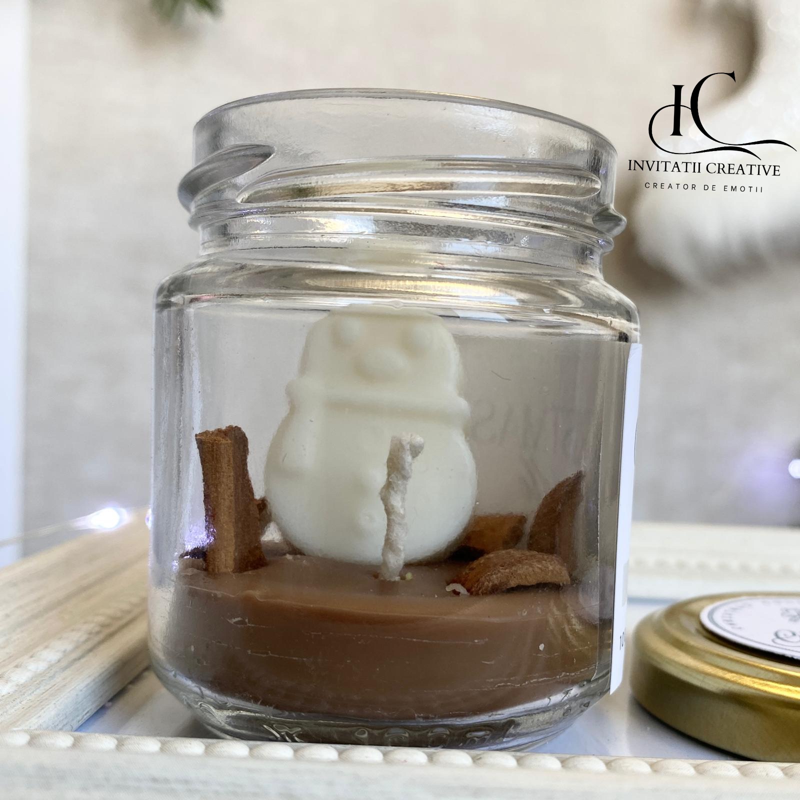 Lumanare Decorativa Parfumata Cadou cu Om de Zapada - imagine 3