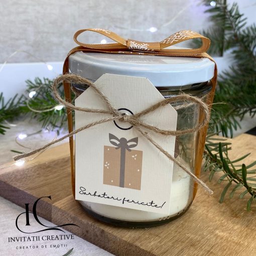 Cadou Craciun Lumanare Decorativa Mare cu Con Brad