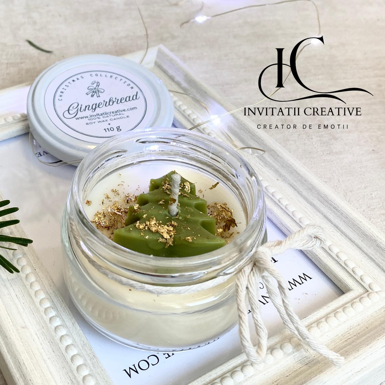 Lumanare Parfumata Cadou Craciun Brad si Foita Aurie - imagine 3