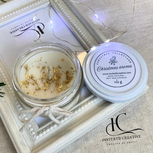 Lumanare Parfumata Cadou Craciun cu Foita Aurie