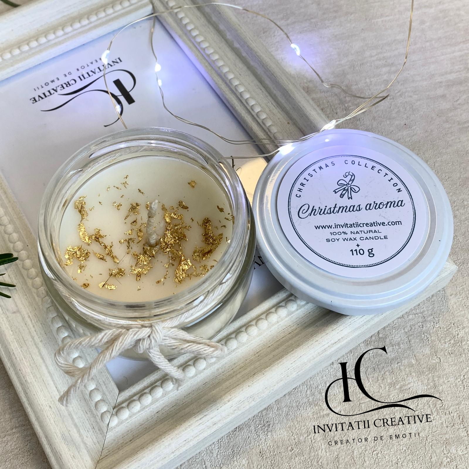 Lumanare Parfumata Cadou Craciun cu Foita Aurie