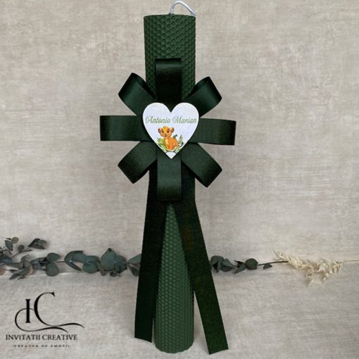 Lumanare botez personalizata cu leutul Simba