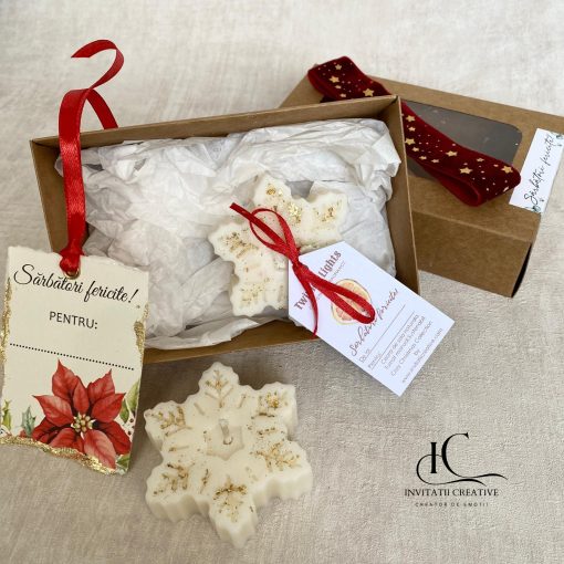 Alternative view of Set Cadou Cliente-Angajate set 2 Lumanari Parfumate Fulg cu Foita Aurie