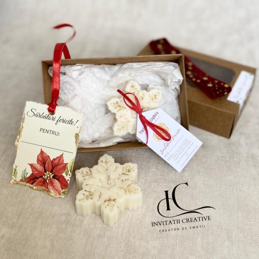 Set Cadou Cliente-Angajate set 2 Lumanari Parfumate Fulg cu Foita Aurie