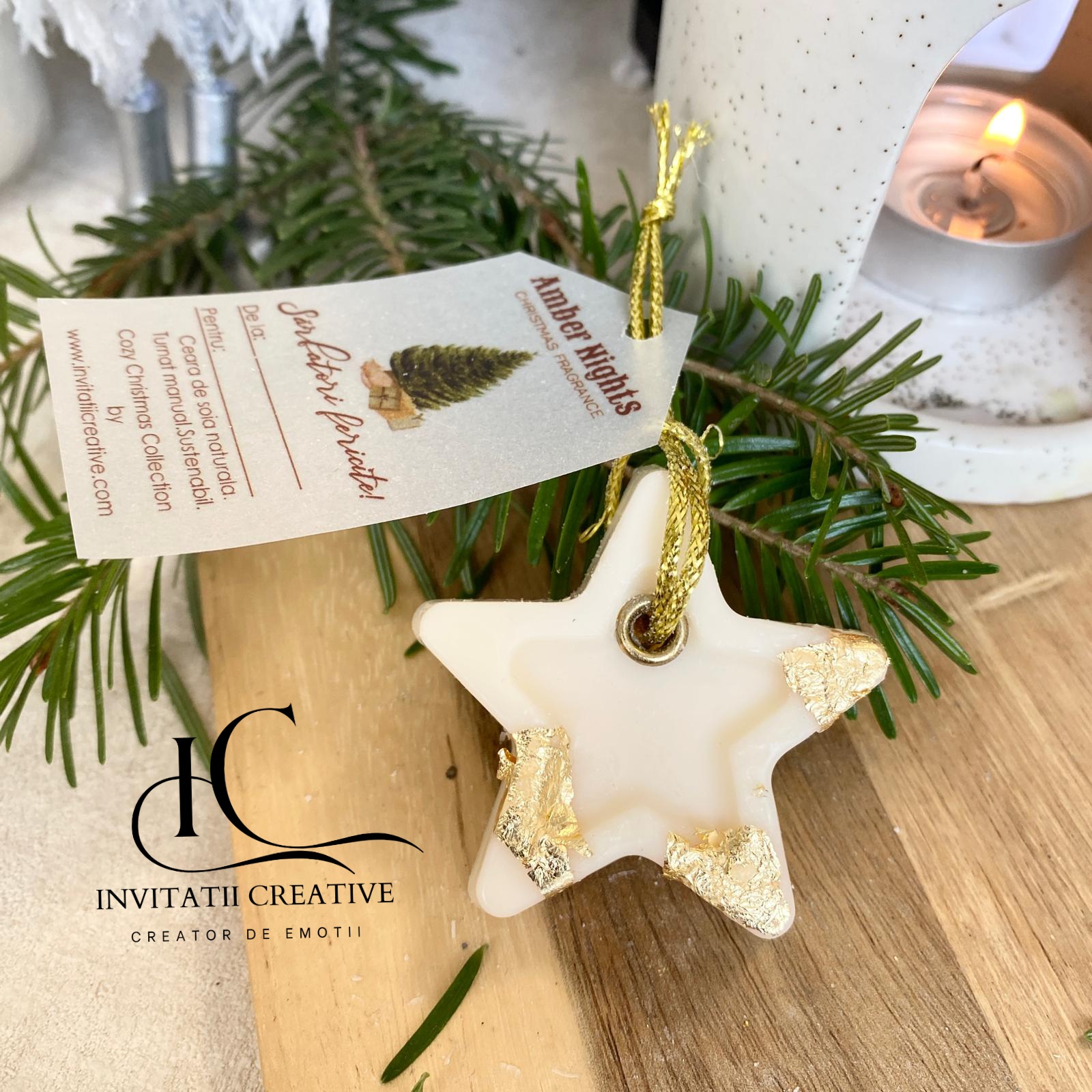 Set Cadou 8 Odorizante Dulap Figurine Festive cu Foita Aurie - imagine 4