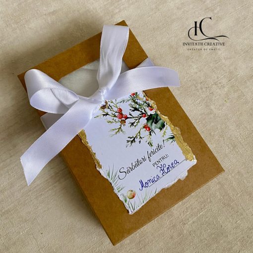 Alternative view of Set 8 Etichete Cadouri Craciun cu Foita Aurie