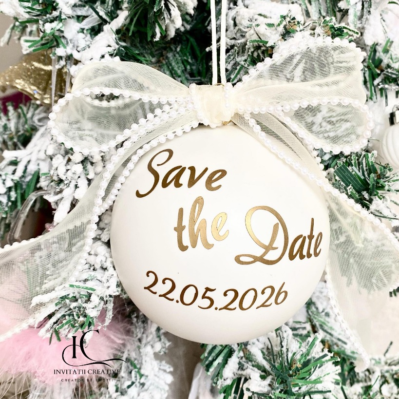 Glob Personalizat Brad cu Mesaj Save The Date (1)