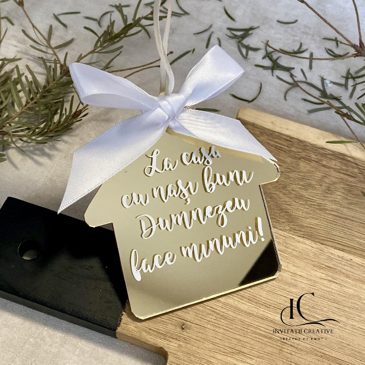 Glob Personalizat Plexi Auriu La Casa cu Nasi Buni Dumnezeu Face Minuni (1)