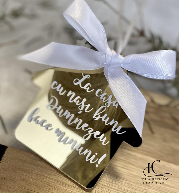 Glob Personalizat Plexi Auriu La Casa cu Nasi Buni Dumnezeu Face Minuni (2)