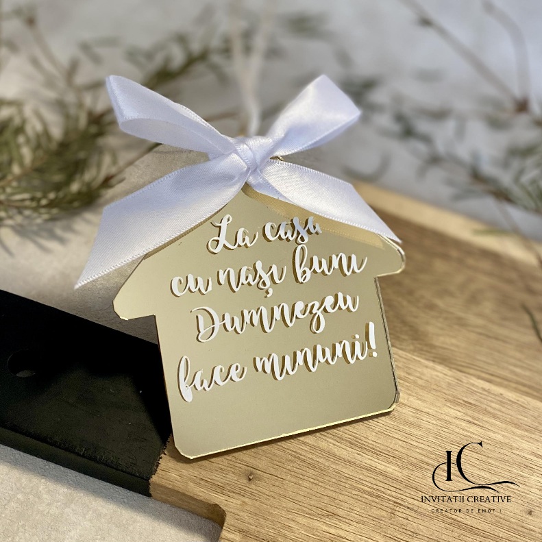 Glob Personalizat Plexi Auriu La Casa cu Nasi Buni Dumnezeu Face Minuni (3)