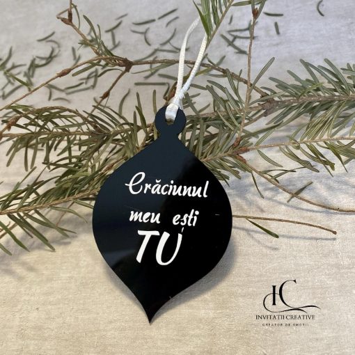 Glob Personalizat Plexi Negru Mesaj Craciunul meu esti Tu