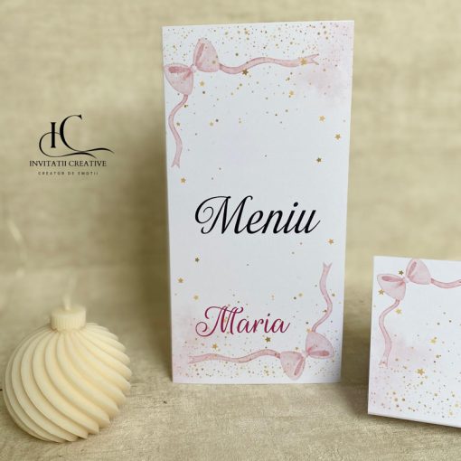 Meniu Botez Funde si Fundal Roz-Gold