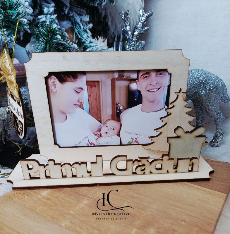 Rama Foto Lemn 3D Primul Craciun 5