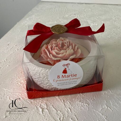 Cadou 8 Martie Educatoare Lumanare Parfumata cu Bujor