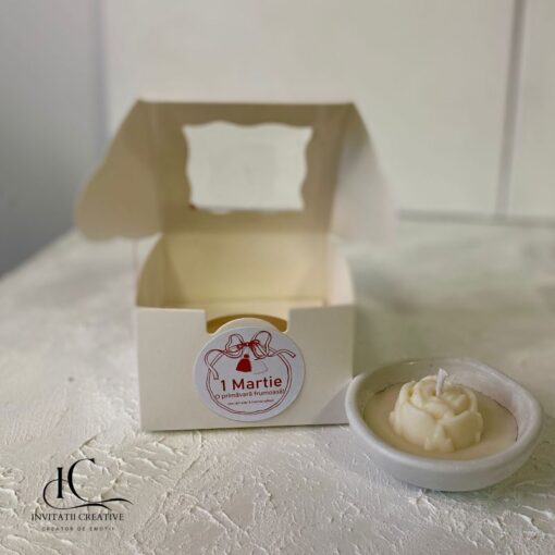 Martisor in Vas Ceramic Lumanare Parfumata cu Trandafiras