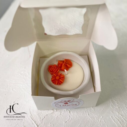 Alternative view of Martisor Vas Ceramic Lumanare Parfumata cu Flori Rosii