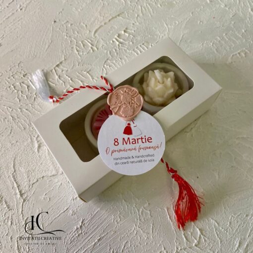 Alternative view of Martisor Corporate Set Lumanari Parfumate Mici Floare Roz si Nufar