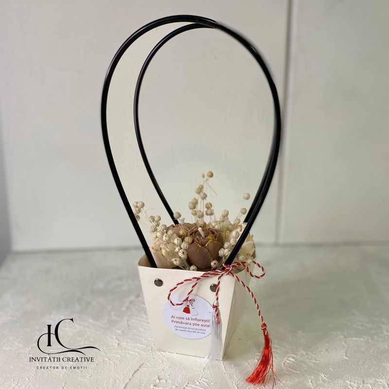 Aranjament Cadou 8 Martie Lumanare Parfumata Boboci Bujori - imagine 8