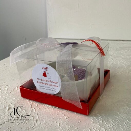 Alternative view of Cadou Deosebit Lumanare Parfumata PurpleLove cu Flori si Perle