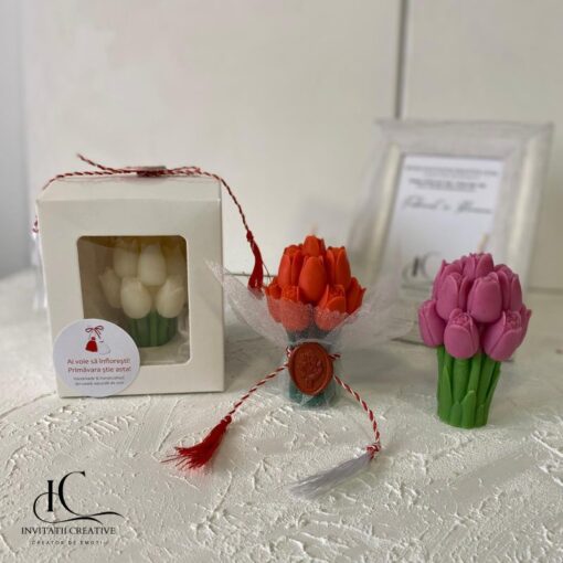 Cadou Educatoare Lumanare Parfumata Buchet Lalele