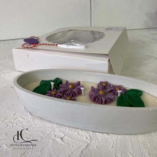 Cadou Lumanare Parfumata Soia cu Decor Primava Flori