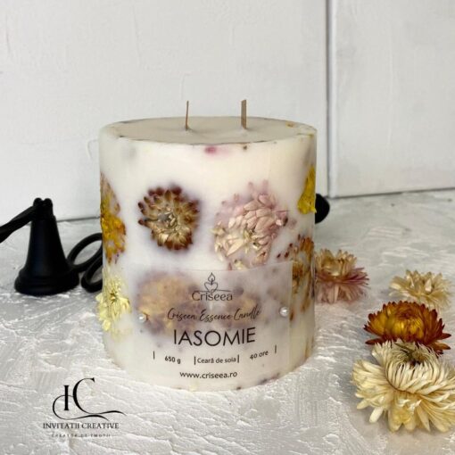 Lumanare Botanica Flower Melody cu Flori din Paie