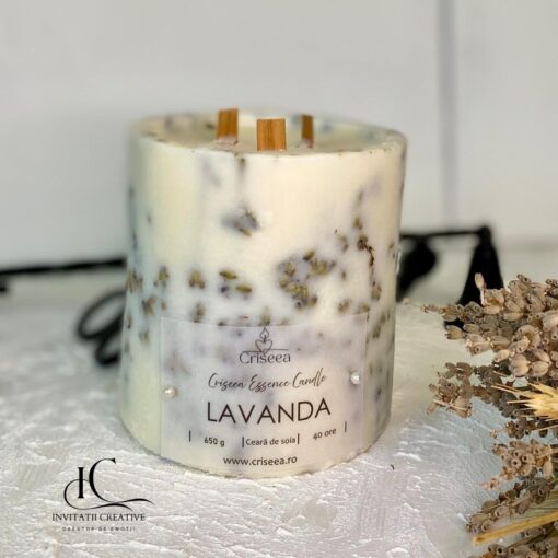 Lumanare Botanica Parfumata cu Floare de Lavanda