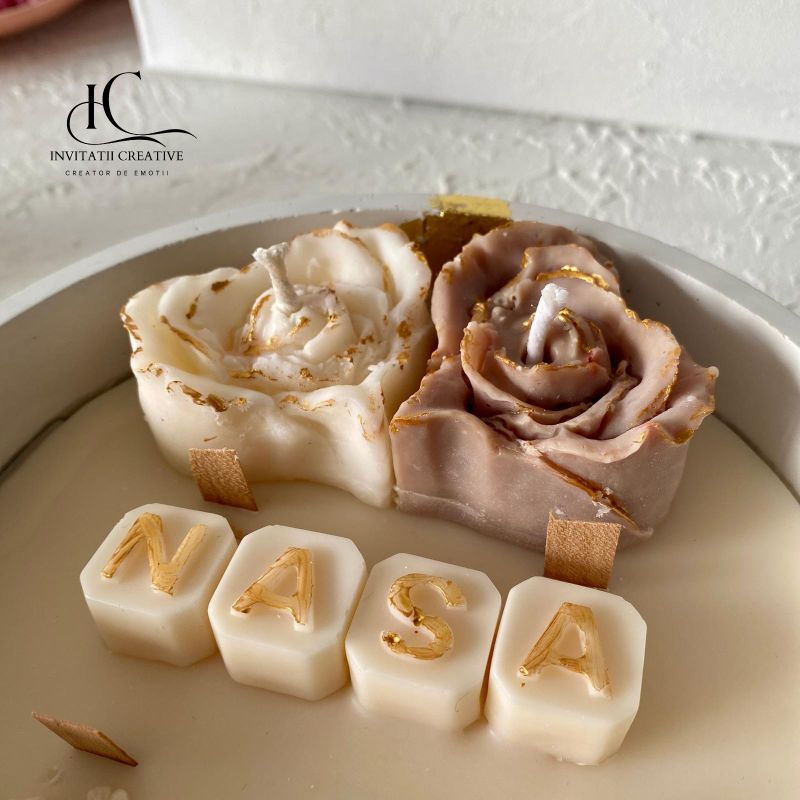 Lumanare Parfumata Cadou Nasa Flori si Trandafiri inima - imagine 3